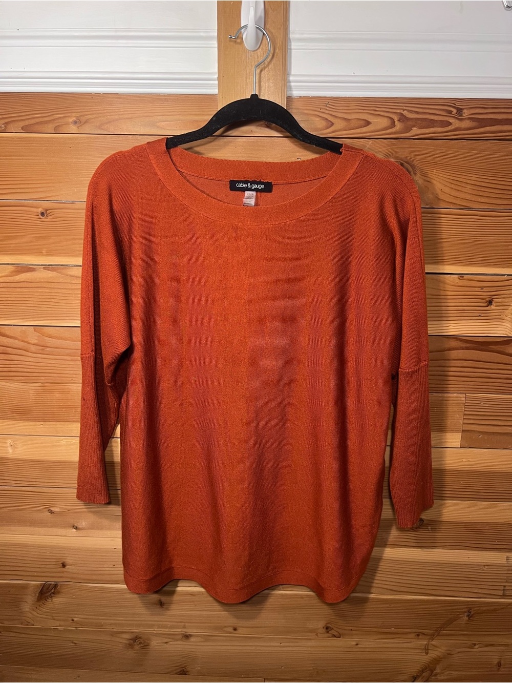 Cable & Gauge Women's L Rust Orange Lightweight Knit Sweater